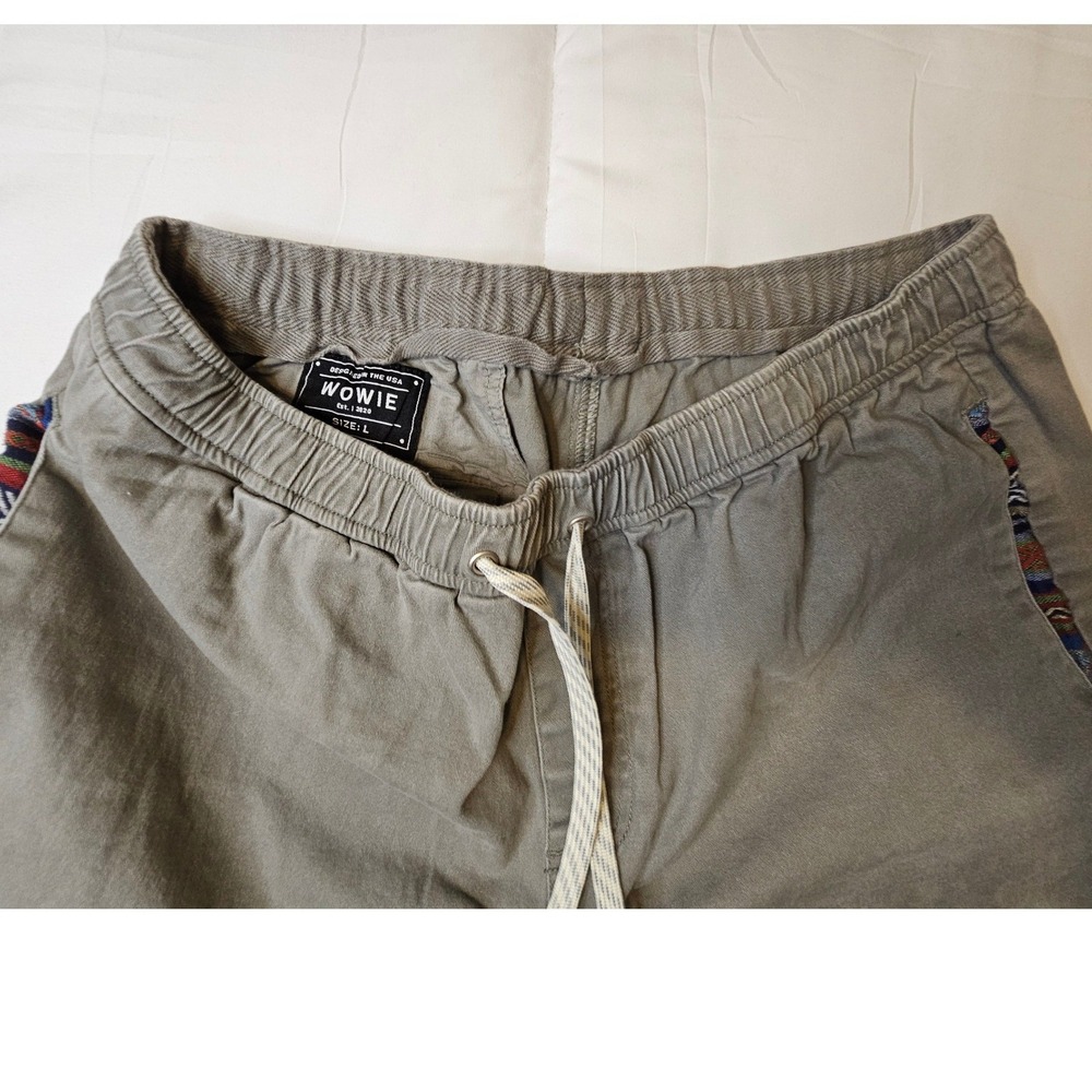 Wowie Mens Jogger Pants Gray Woven Pocket Detail Size Large Drawstring